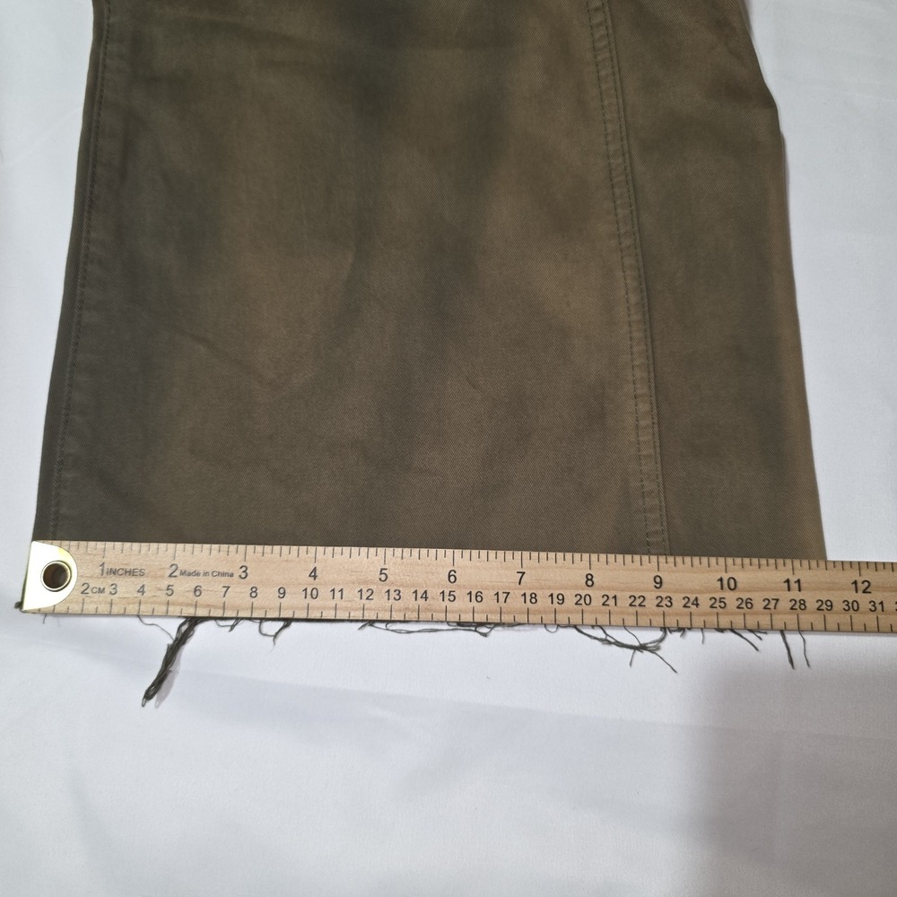 Pistola Army Green Highwaisted Wide Leg Cropped Pants 24 Raw Hem Faded - Picture 11 of 13